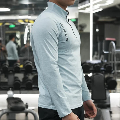 Men's Fitness Workout T-Shirt Top Half Zip