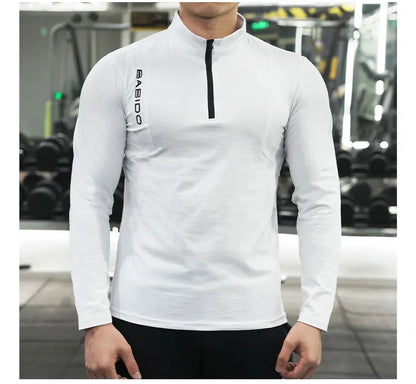 Men's Fitness Workout T-Shirt Top Half Zip