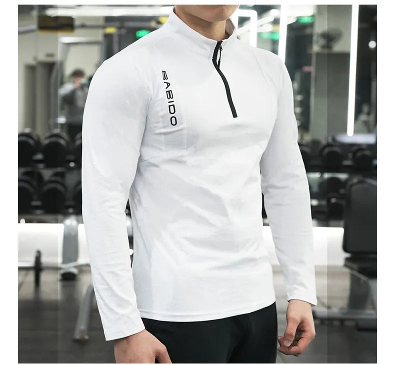 Men's Fitness Workout T-Shirt Top Half Zip